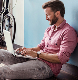 man using laptop